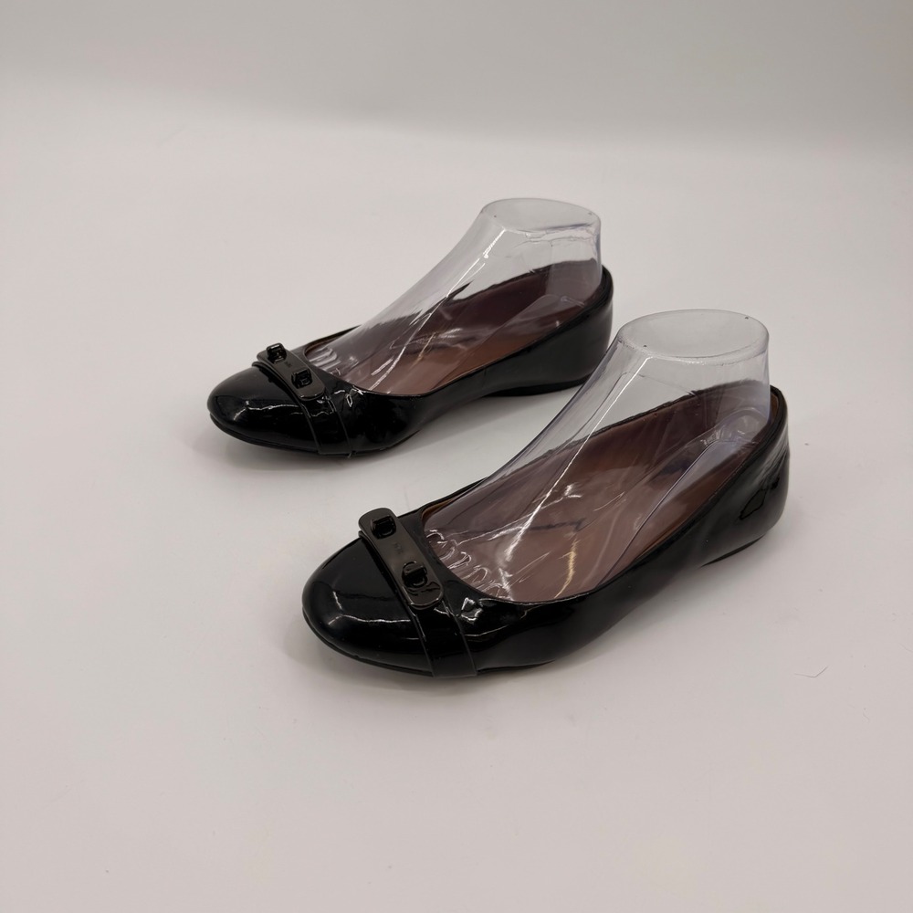 Coach Oswald Black Patent Leather Turnlock Ballet Flats Womens 7B A01576